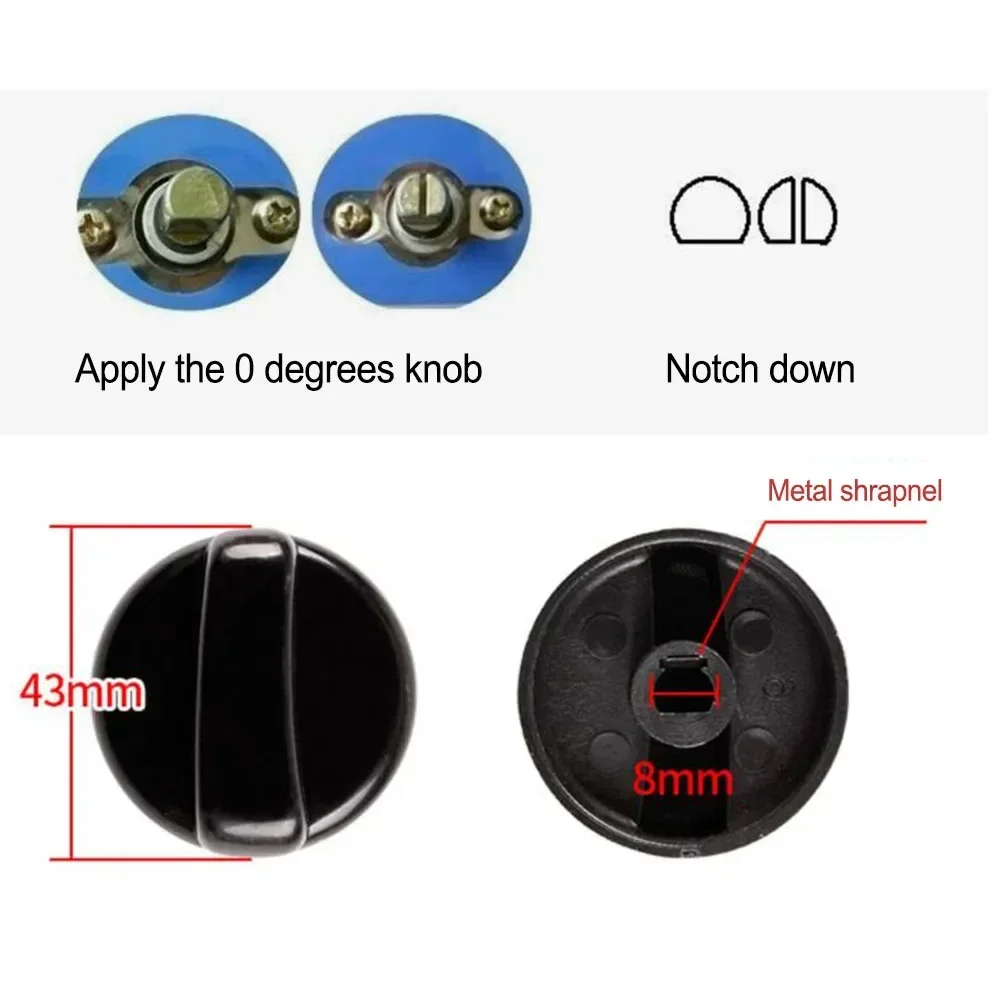 ALLGOOD 5X 8mm Replacement Switch Knob Gas Stove Control Knob Plastic Knobs General Range Oven Knobs Cooker Hob Knob For Benchto