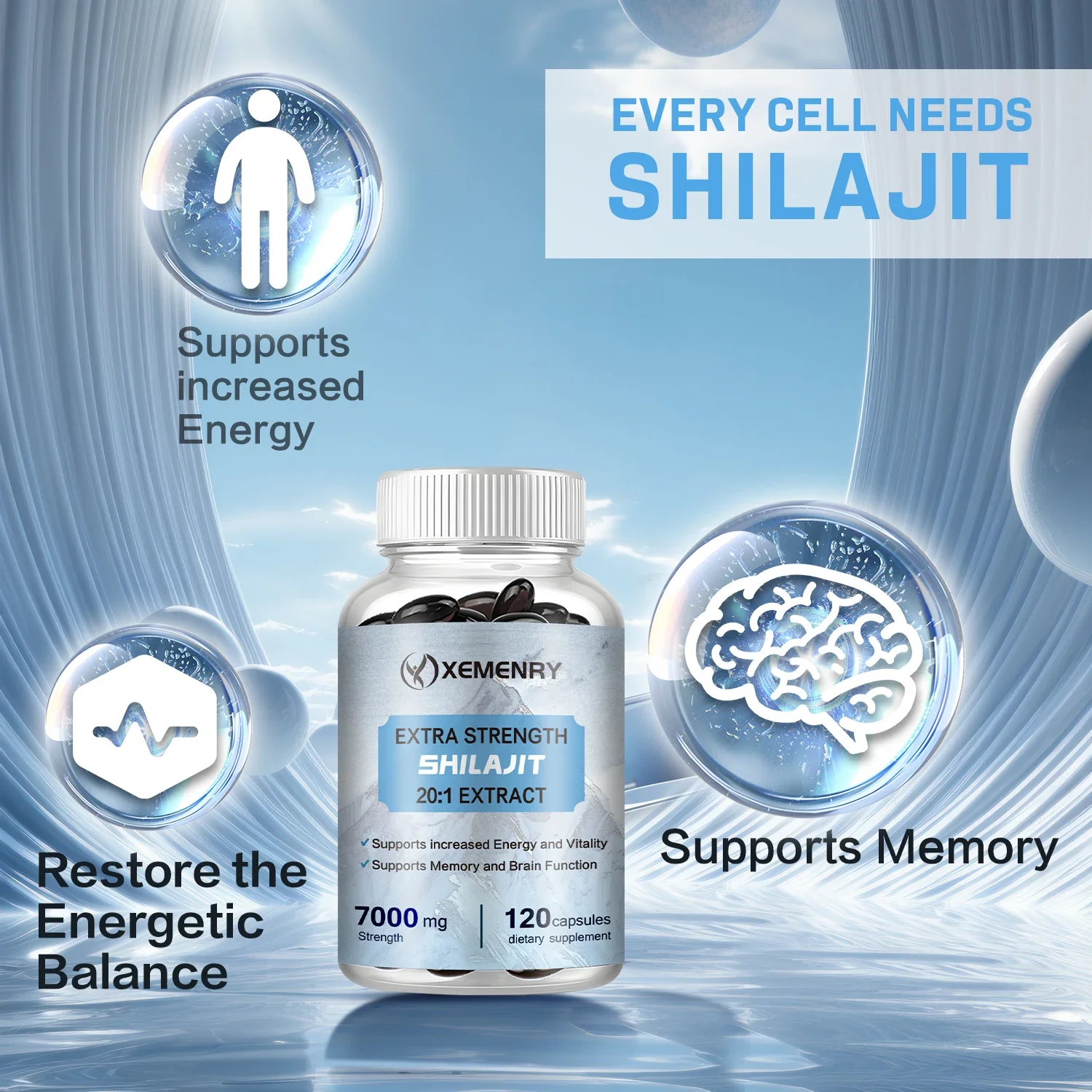 Shilajit-aumenta la energía y la vitalidad, apoya la memoria y la función del cerebro, no OGM