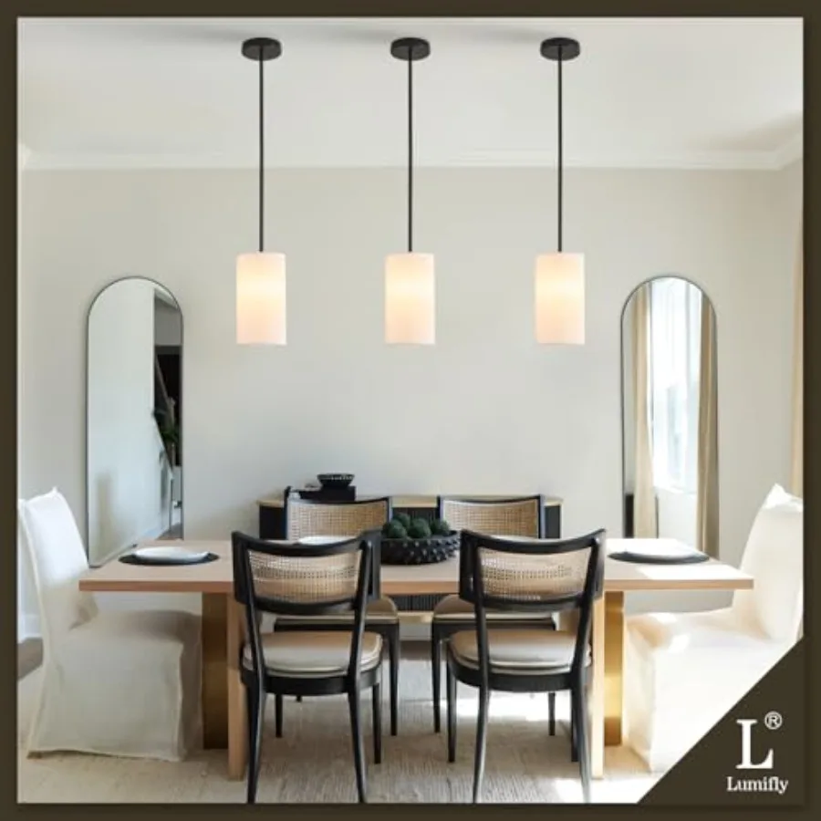 Fabric Pendant Light for Kitchen Island 2 Pack Black Modern Hanging Ceiling Light with White Linen Fabric Shades Small Rustic P