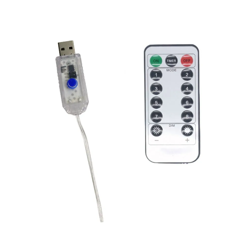 5V Strips Light Remote Controller LED Strip Light Controller 8 Modes Mini LED Controller Fit for 100LED/200LED for Holiday Party