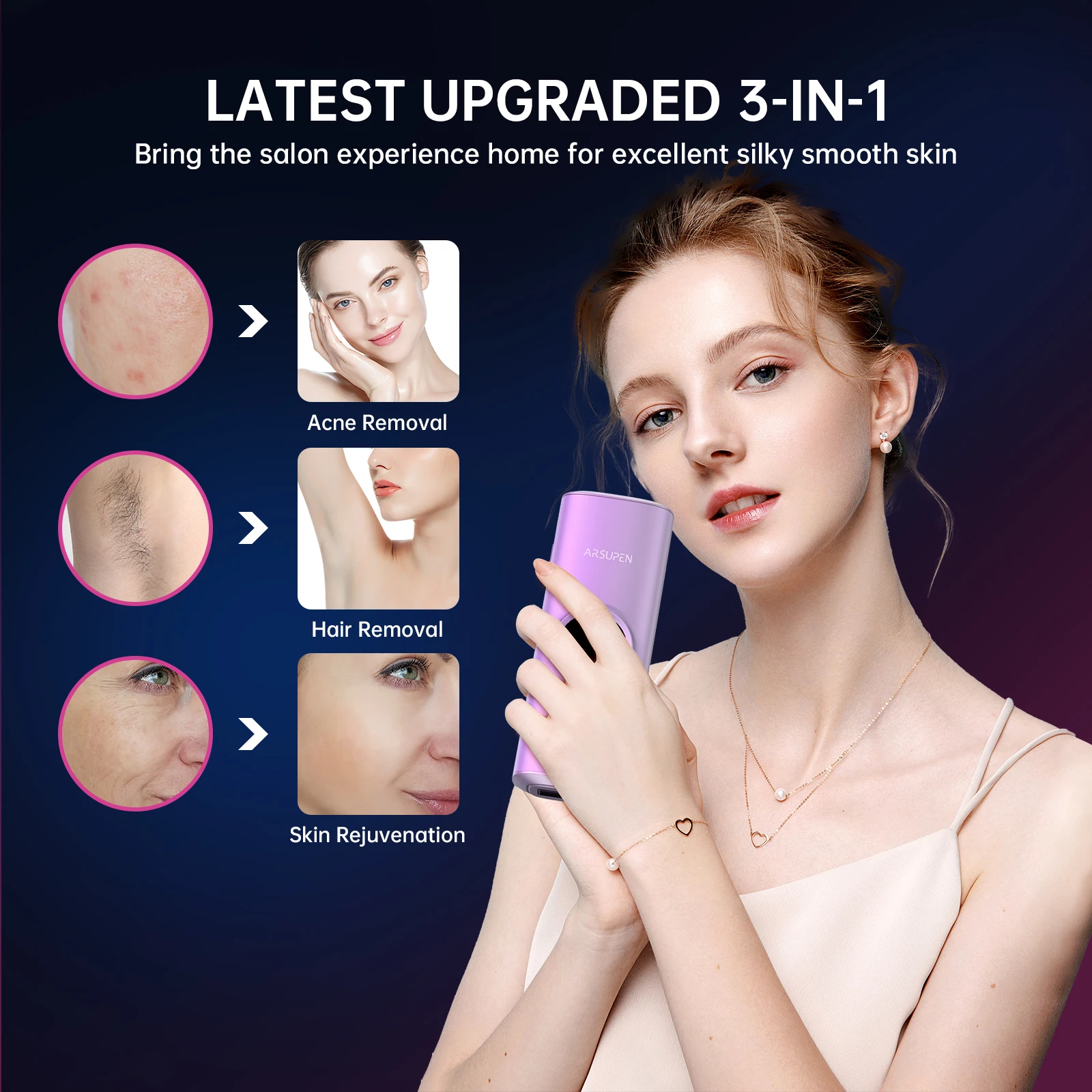 Portable Purple Hair Removal Device Full Body Hair Removal Machine For Salon-Level Result at Home With Cooling For Women And Men