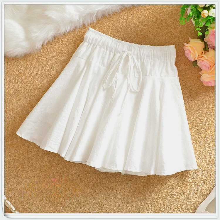 

Новая летняя хлопковая юбка Lin ort с высокой талией, женская пышная юбка трапециевидной формы, школьный дизайн с галстуком, корейский чистый цвет