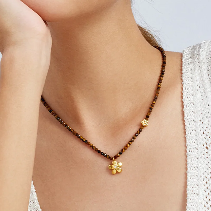 

Маленькие каменные ожерелья с цветами из бисера для женщин, летние ожерелья с цветочным принтом, забавные изысканные украшения для пляжного отдыха для детей и девочек