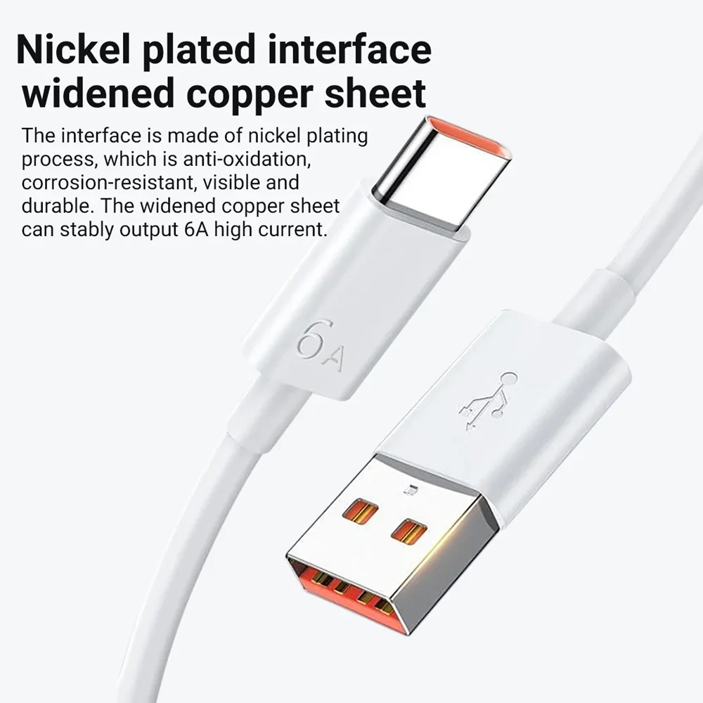 6A 66W EU Super Fast Charger For Huawei Mate 40 50 60 P40 P50 P60 Nova Honor 70 80 90 100 X7b X8b X9b Type C USB Charging Cable - náhled 3