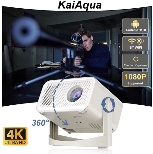 Proyector KaiAqua HT23 PLUS 4K Android 11 Dual Wifi6 260ANSI Allwinner H713 BT5.0 1080P 1280*720P Proyector de cine en casa para exteriores