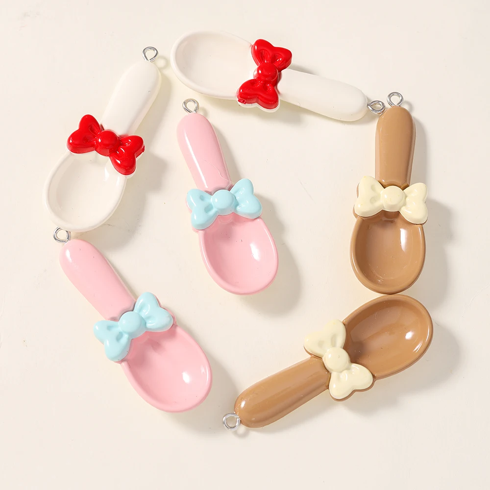10 Stück 17*51mm 3D Bunte Harz-Kawaii-Löffel-Anhänger für DIY-Schmuckherstellung, Niedliche Ohrringe, Armband, Schlüsselanhänger, Armband