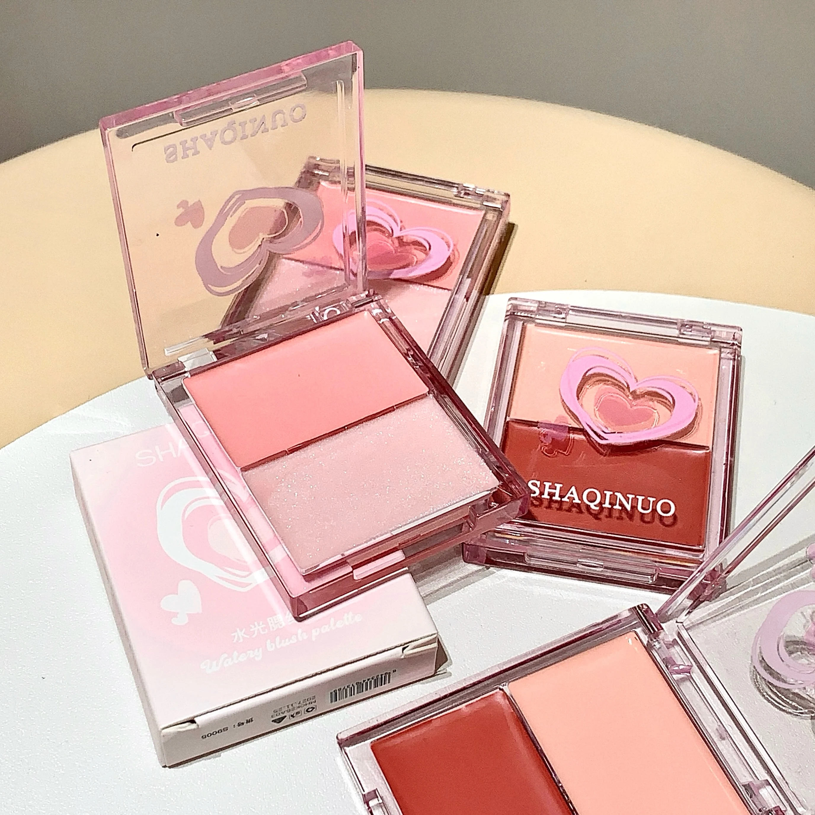 Dwukolorowa paleta różów wodnych Nawilżający i rozjaśniający makijaż twarzy Blush Cream Rouge