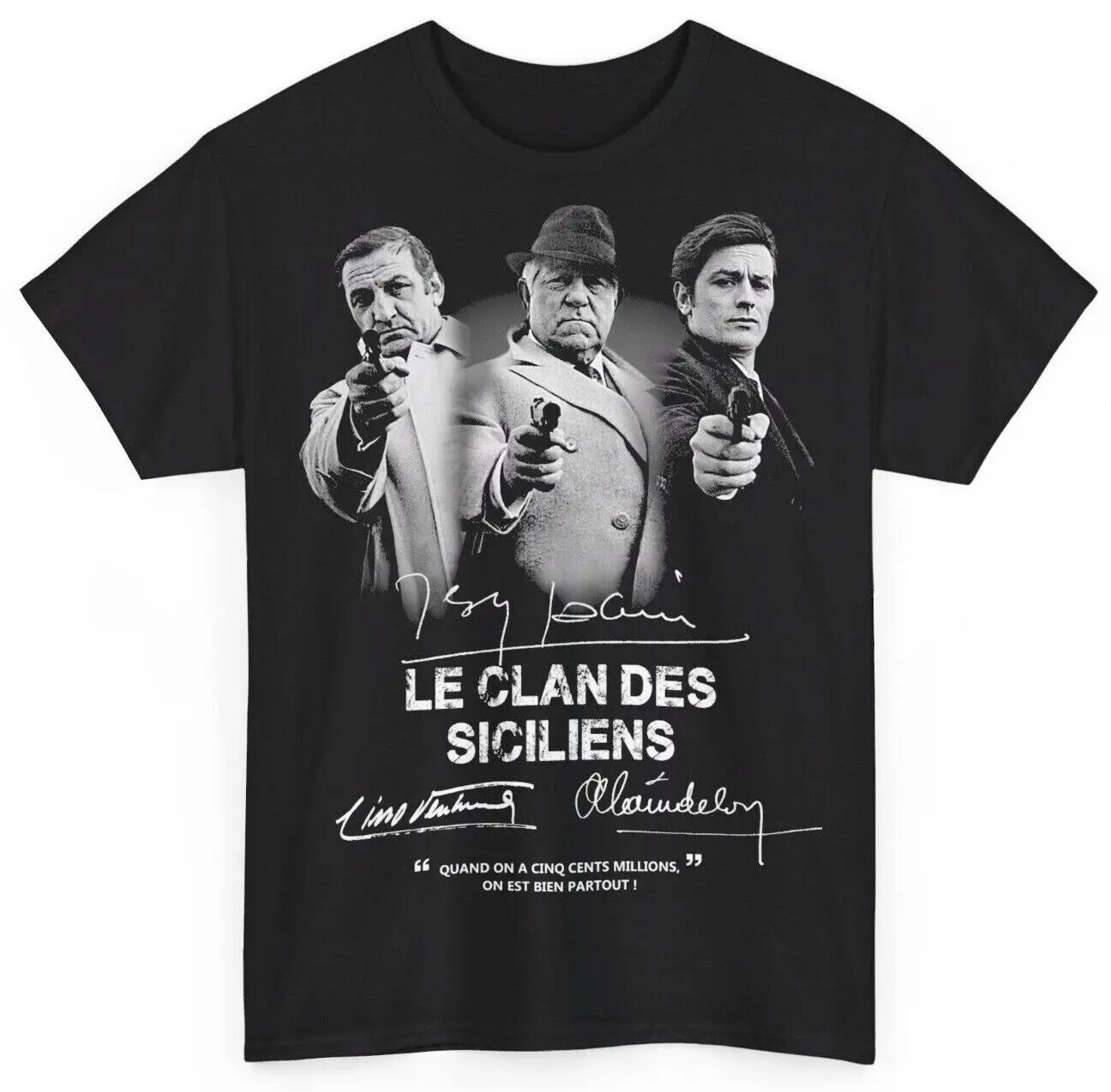 T-shirt Le Clan Des Siciliens, Alain Delon, Jean Gabin, Belmondo, Cinema Short Sleeve Tops Tees Cotton Print Tshirts