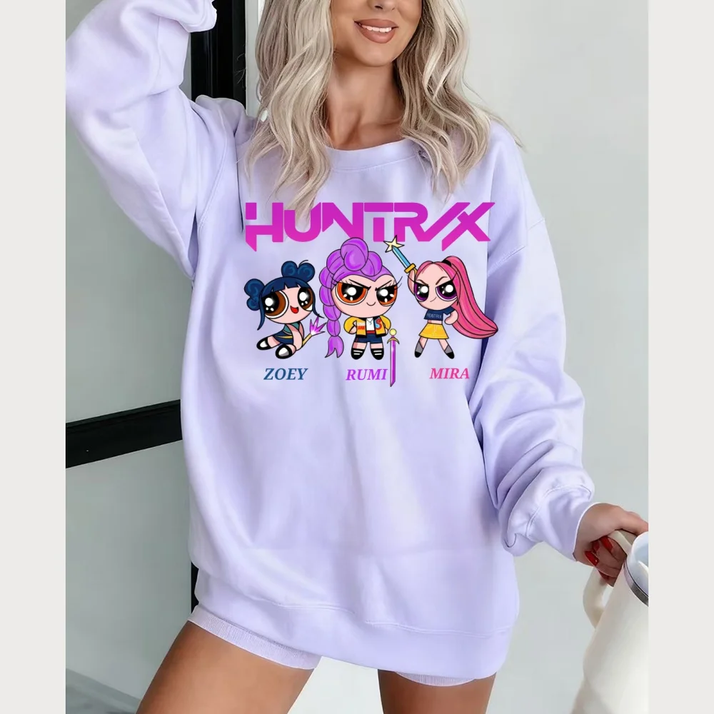 K-pop men's and women's fashion cartoon trend pullover hoodie witch hunting women's group sweater retro cool street top