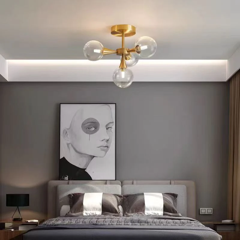 

Modern Lustrous Glass Ball LED Ceiling Chandelier for Living Room Kitchen Bedroom Indoor Home Lighting Fixture