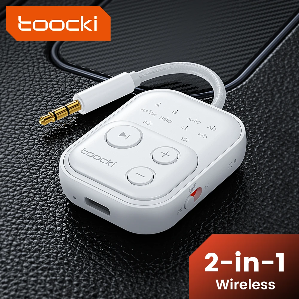 Toocki Wireless Audio Receiver Bluetooth 5.2 Adapter 2 in 1 3.5mm AUX Dual Device Adapter APTX HD For TV Car Switch Phone Laptop