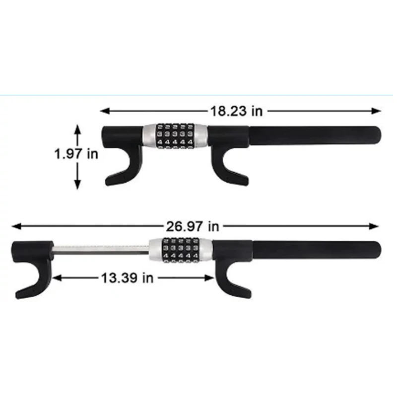 Car Steering Wheel Password Lock Expandable Two-Section Head Lock Secure Durable Automobile Anti-Theft Device
