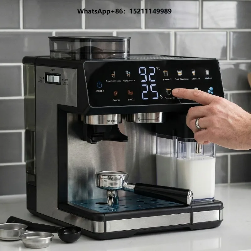 Intelligent Automatic Steam High-Pressure Built-In Grinder Stainless Steel Espresso Coffee Machine for Home Barista Use