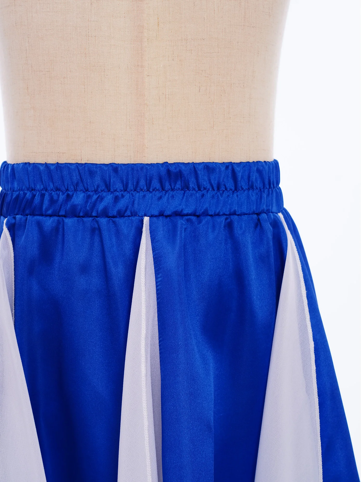 

Children Girls Lyrical Praise Dance Skirt Color Block Chiffon with Elastic Waist for Worship Stage Performance Modern Dancewear