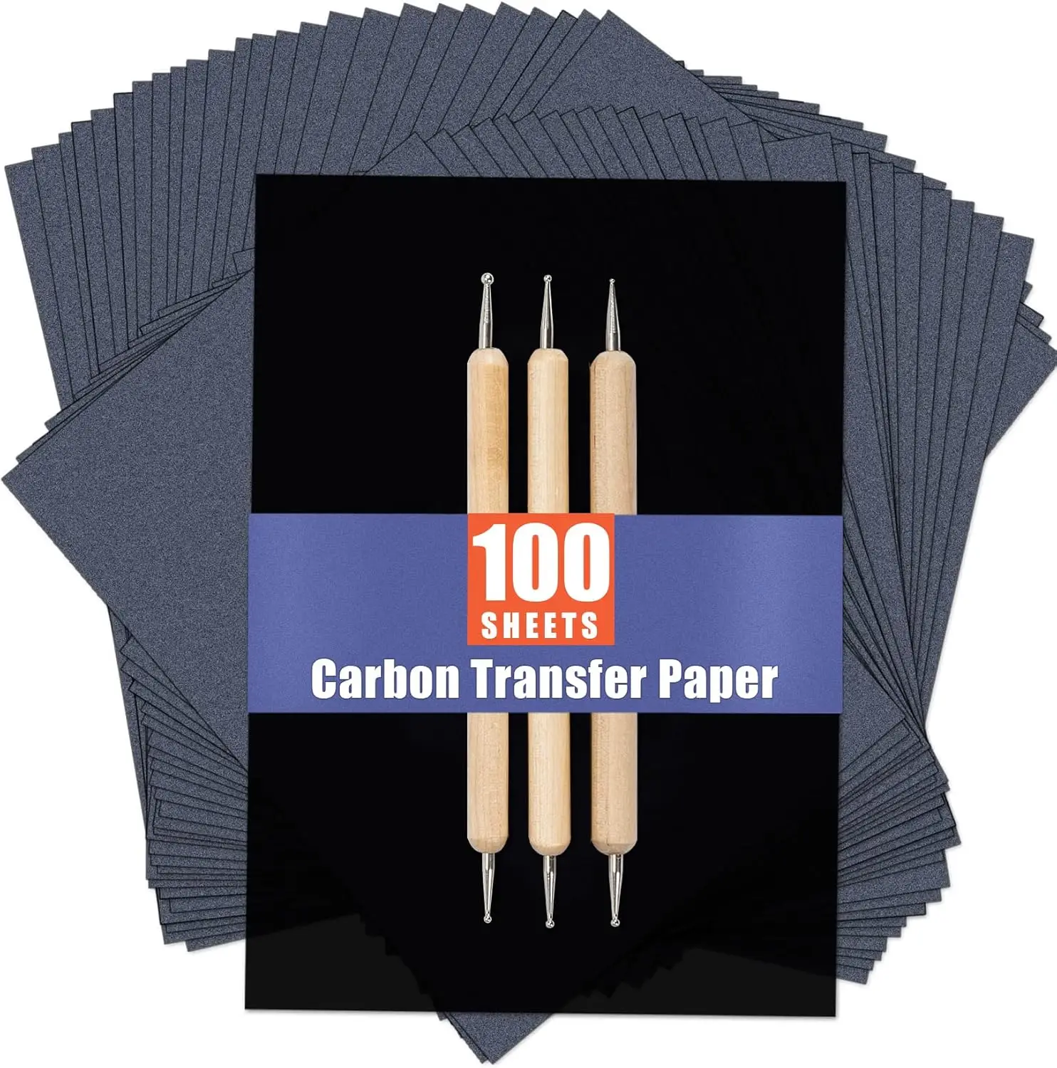 

100 Sheets Carbon Transfer Paper with 3 Styluses for DIY Woodworking, Canvas, Art Crafts (7.3x10 Inch)