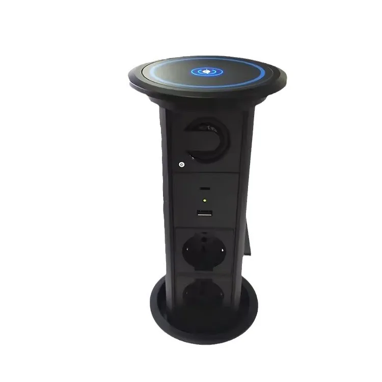 Inteligentne gniazdo biurowe z regulacją wysokości, z bezprzewodowym ładowaniem Bluetooth, elektryczne gniazdo z europejskim standardem.