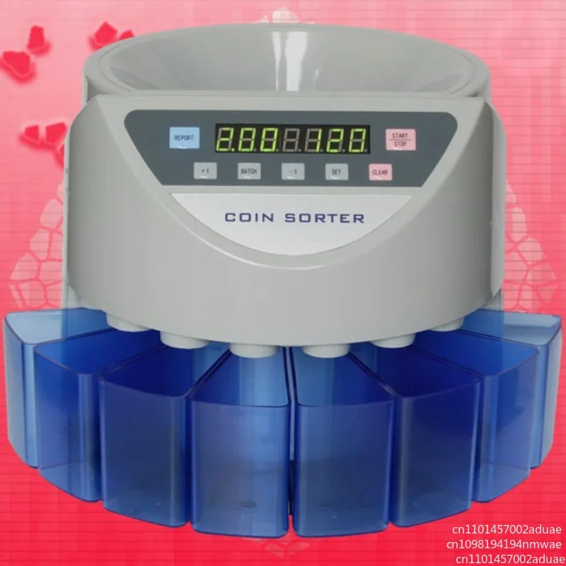 Electronic coin counting and sorting machine, suitable for Euro, GBP, Japanese Yen, Israeli Shekel and Philippine Peso