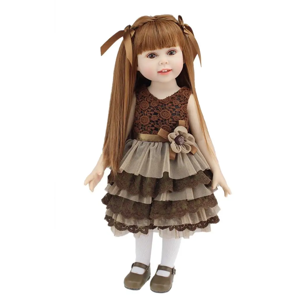 18 인치 사랑스러운 다시 태어난 유아 인형 공주 드레스와 어린 소녀 인형 금형 생일 축제 선물 장난감