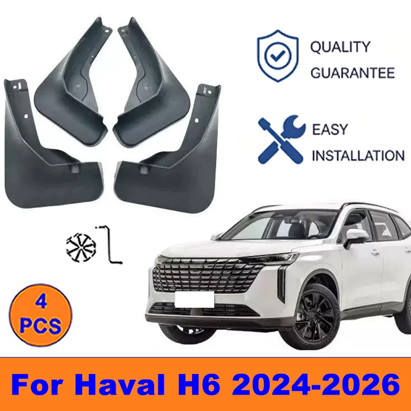 

4Pcs Mud Flaps For Haval H6 2024-2026 - Splash Guards Front&Rear Wheel Fender Mudguards Car Exterior Protection Accessories