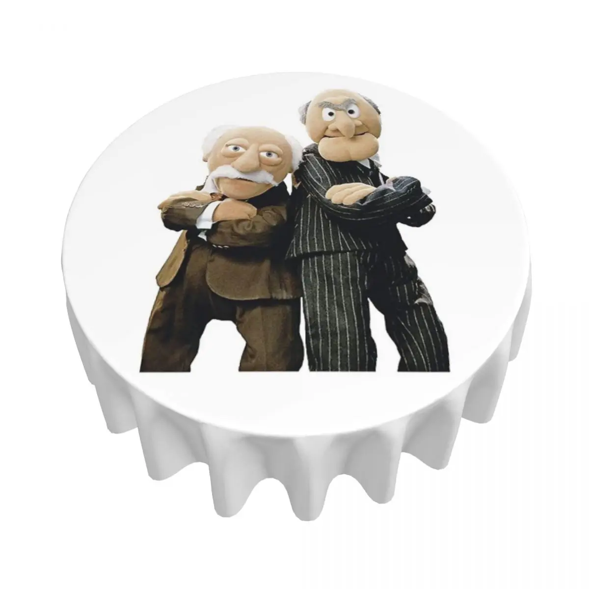 Statler And Waldorf Waterproof Round Tablecloth Oilproof Table Cloth for Kitchen Events Dining Table Cover 60 inch
