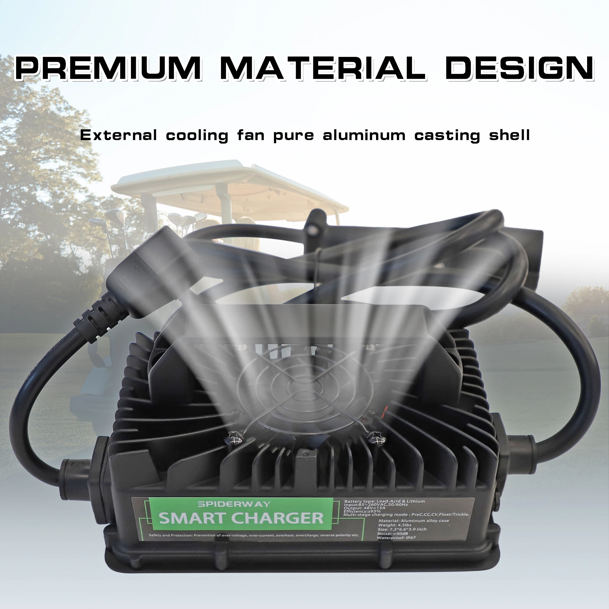 15 أمبير 48 فولت شاحن عربة جولف لسيارة النادي مع 3 دبوس المكونات المستديرة شحن سريع بطارية الرصاص الحمضية IP67 مقاوم للماء #4