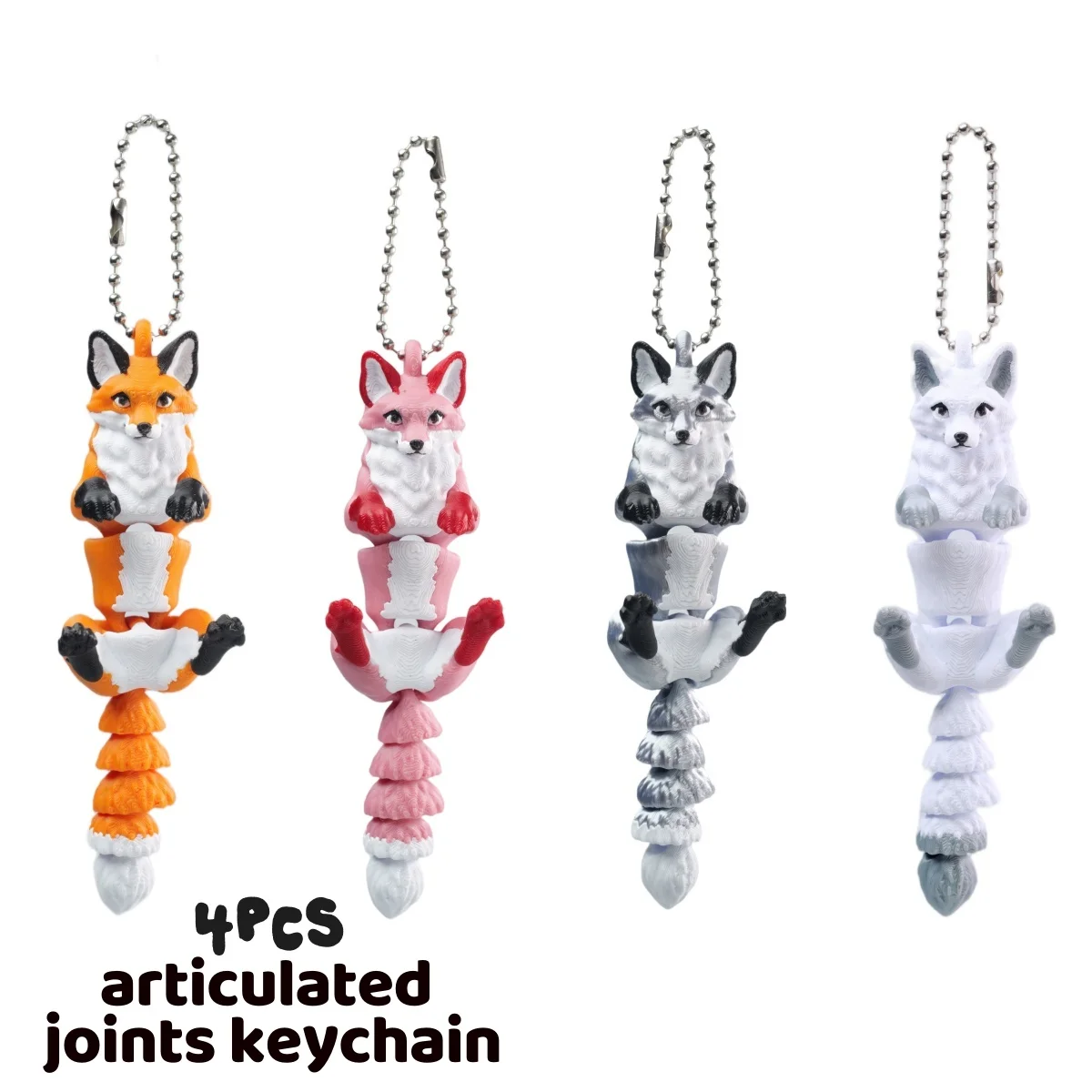 1/4 Piece - 3D Printed Articulated Fox Ornament, Christmas Hanging Decoration, New Year Birthday Wedding Party Gift, Gift Bag Filler, Indoor Car Decoration Pendant, Backpack Keychain