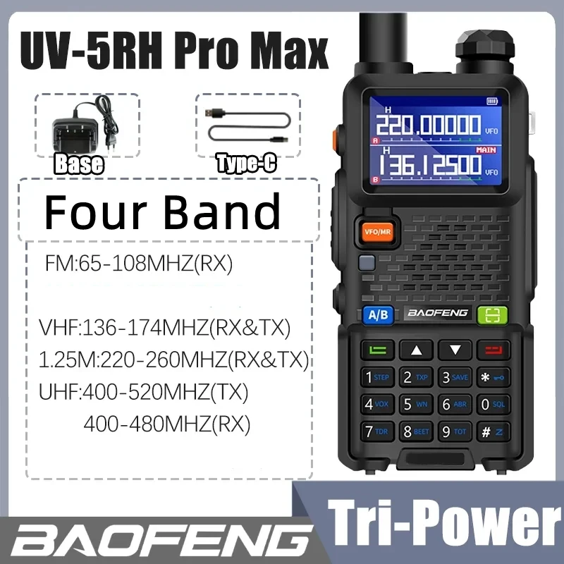 

Baofeng UV 5RH 3800mAh Six-Band Walkie Talkie Wirless Copy Frequency Type-C Charger Upgraded UV 5R Transceiver Ham Two Way Radio