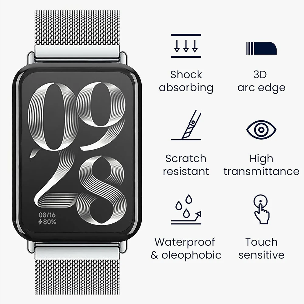 BEHUA ثلاثية الأبعاد حافة منحنية فيلم غطاء كامل شاشة مقاومة للخدش أفلام واقية لشاومي الفرقة 9 برو Smartwatch فيلم الملحقات