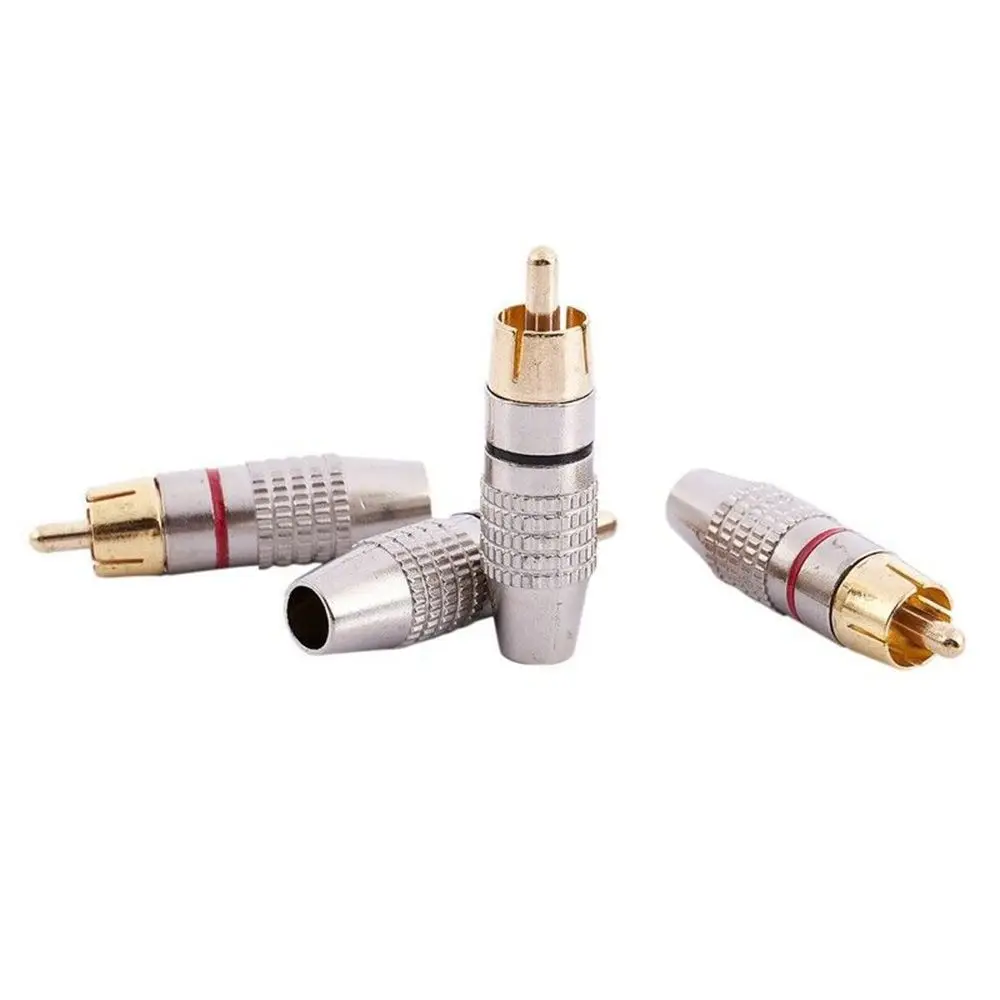 4pcs cabo de travamento sem solda AV RCA macho adaptador conector RCA