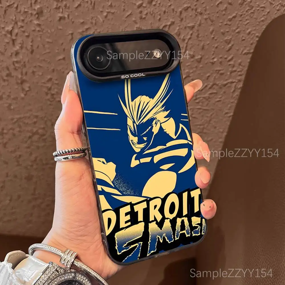 حافظة هاتف My Hero A-Academia All Might لهاتف iPhone 17,16,15,14,13,12,X,8,Pro,Max,Plus,E,SE4,Air,Mini Black IMD Matte