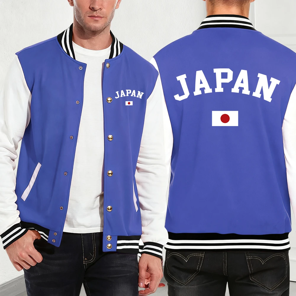 

Japan Flag Letter Printing Cotton Baseball Jersey Mens Autumn Winter Thermal Coats Casual Pocket Jackets Fashion Male Clothes