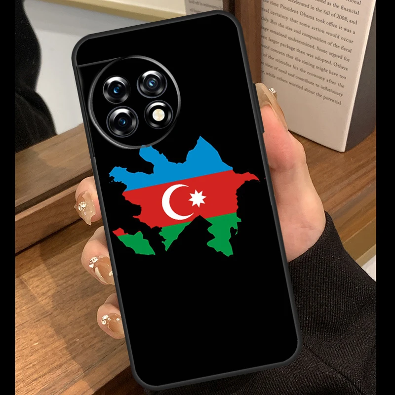 حافظة علم أذربيجان لهاتف OnePlus 13T 13R 12R 10R 10T 8T 13 12 11 9 10 Pro Nord 5 CE 4 2 3 Lite N20 N30