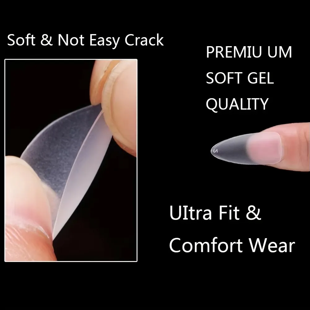 300 Stück Nail Art Press on False Nail Matte Clear Full Cover Sarg Square Almond Short Fake Nail Gel Tips Maniküre Extension Tool – Detail 2