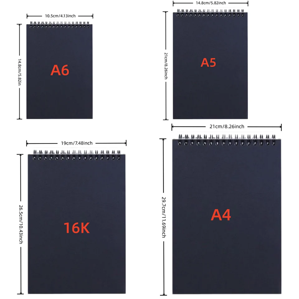 Skizzenbuch, Hochwertiges Spiralgebundenes Skizzenbuch, A4, A5, A6, 16K, 1 Packung mit 30 Blättern, Säurefreies Kunst-Skizzenbuch, Geeignet für Kunstzeichnungen – Detail 5