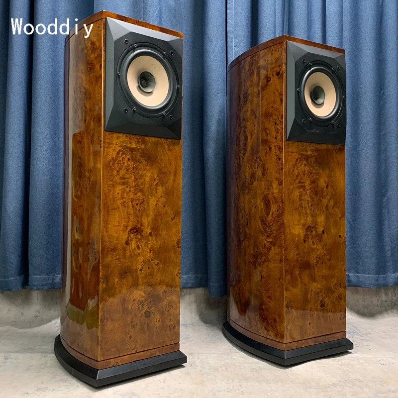 Wooddiy 8 Inch One Pair Gloss Speaker Empty Hifi Cabinet Birch Plywood Waist Drum Radian Full Range Acoustic Design Floor