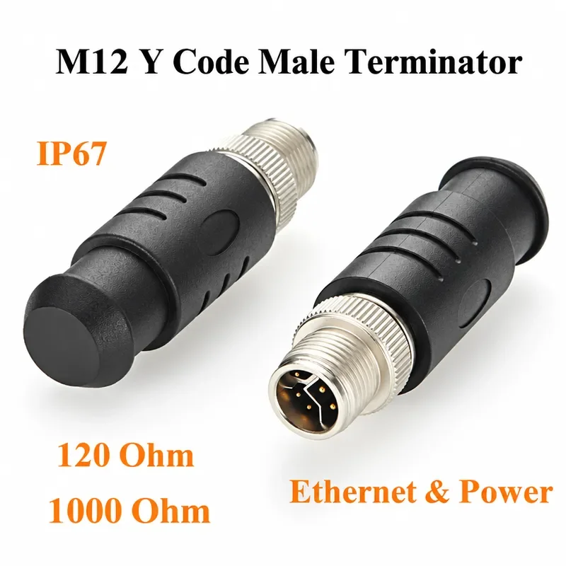 IP67 M12 Y Code 8Pin Male Terminator 120/1000 Ohm Micro-Change Termination Resistor for Industrial Ethernet & Power, PROFINET