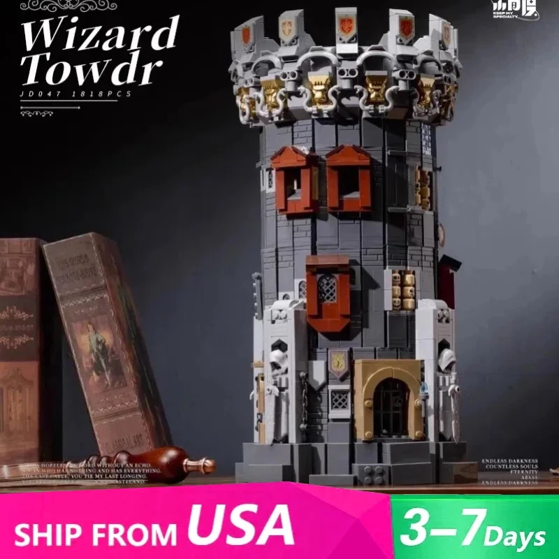 

1818 шт. MOC, средневековая башня волшебника, строительные блоки, креативный замок для часовой башни, архитектурная модель, кирпичи, головоломки, игрушки для детей, подарок