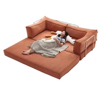 200cm Deformable Living Room Teddy Sofa Bed With Compression Foldable For Small Space Trendy Fabric Furniture Living Room