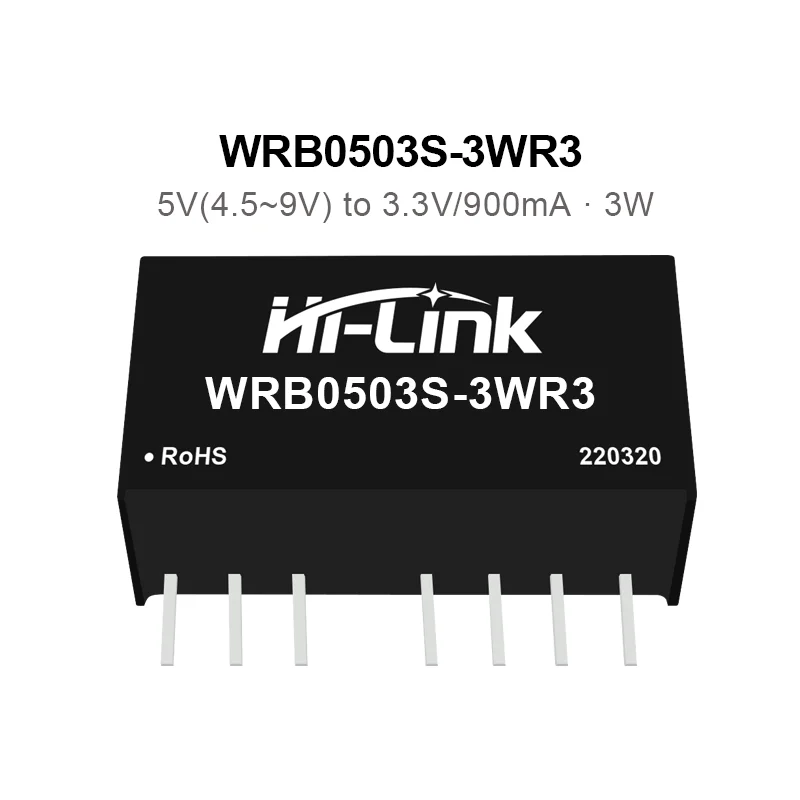 Hi-Link 3W 4.5~9Vdc to 3.3V/5V/9V/12V/15V/24V WRB0503S-3WR3 WRB0505S-3WR3 WRB0512S-3WR3 DC-DC Power Supply Module