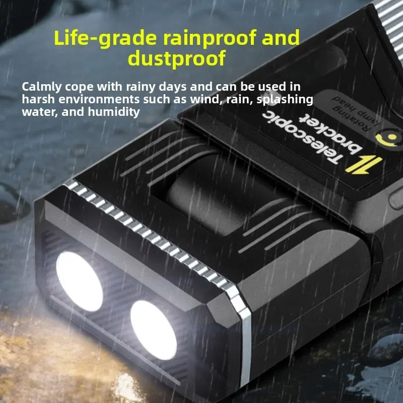 

Rotating Telescopic Work Light LED Rechargeable Flashlight for Camping Maintenance Portable Bright USB-C Repair Outdoor Lamp