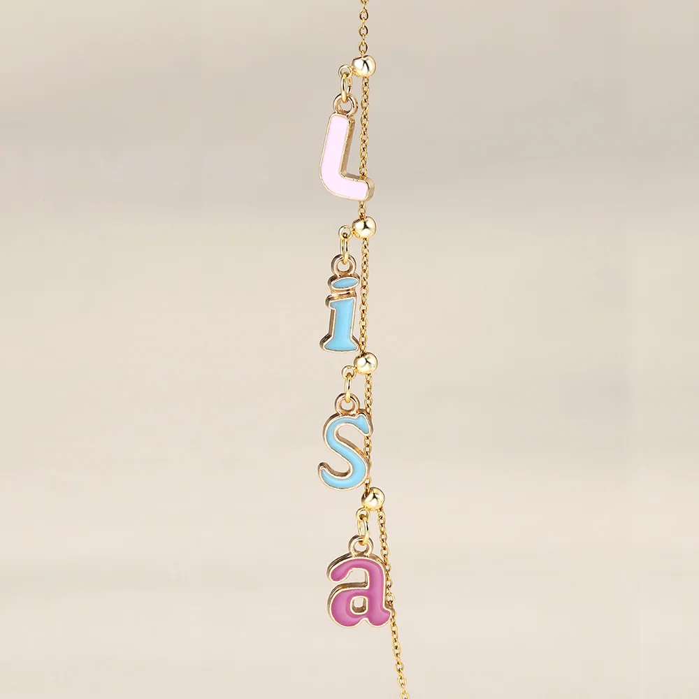 TK INS Trendy Name Letters Colorful Pendant For Women Positioning Charm Personality Customization DIY Making Jewelry Accessories