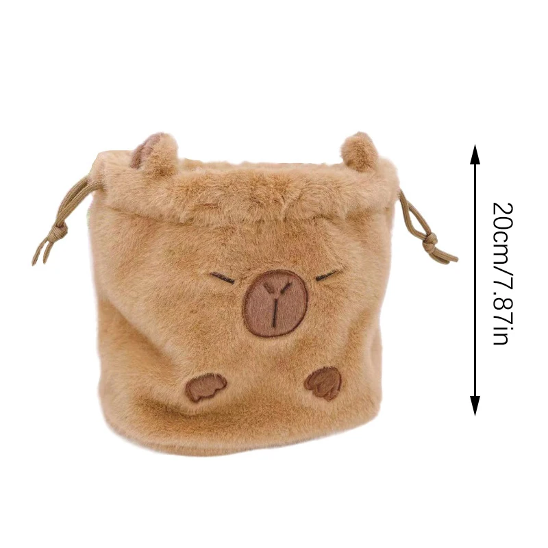 Capybara-Bolsa de almacenamiento de felpa para estudiantes, bolso de papelería encantador para auriculares, Lindo bolso de mano para decoración de fiestas