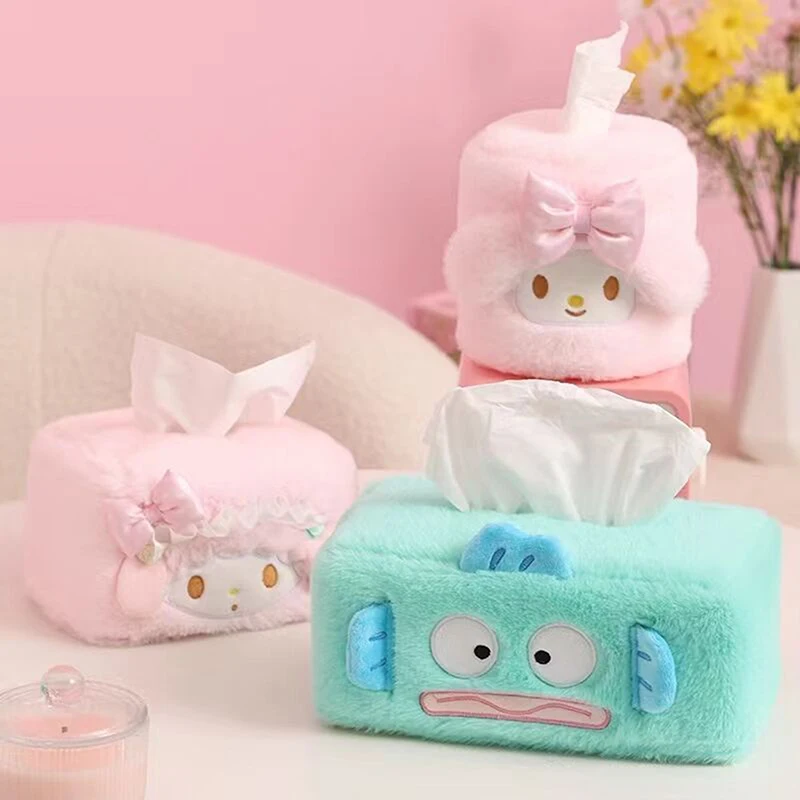 

Sanrio Cartoon Plush Tissue Box Kawaii Anime Home Decoration Girl Heart Cute Paper Tube