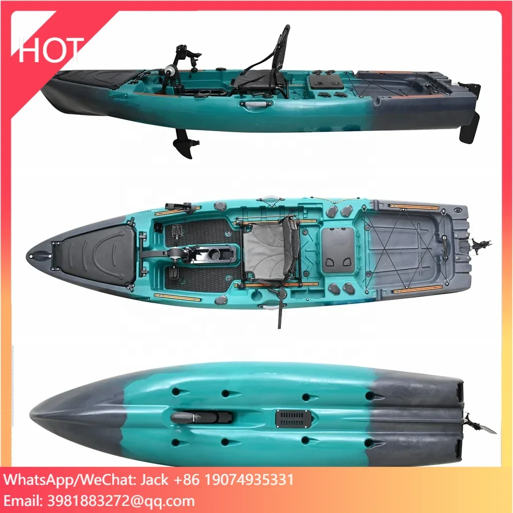 

Vicking 2024 Newly 3.5m Single Person Motor Fishing Propeller Pedal Drive Kayak/Canoe Rowing Boat Lldpe Material With LED Light