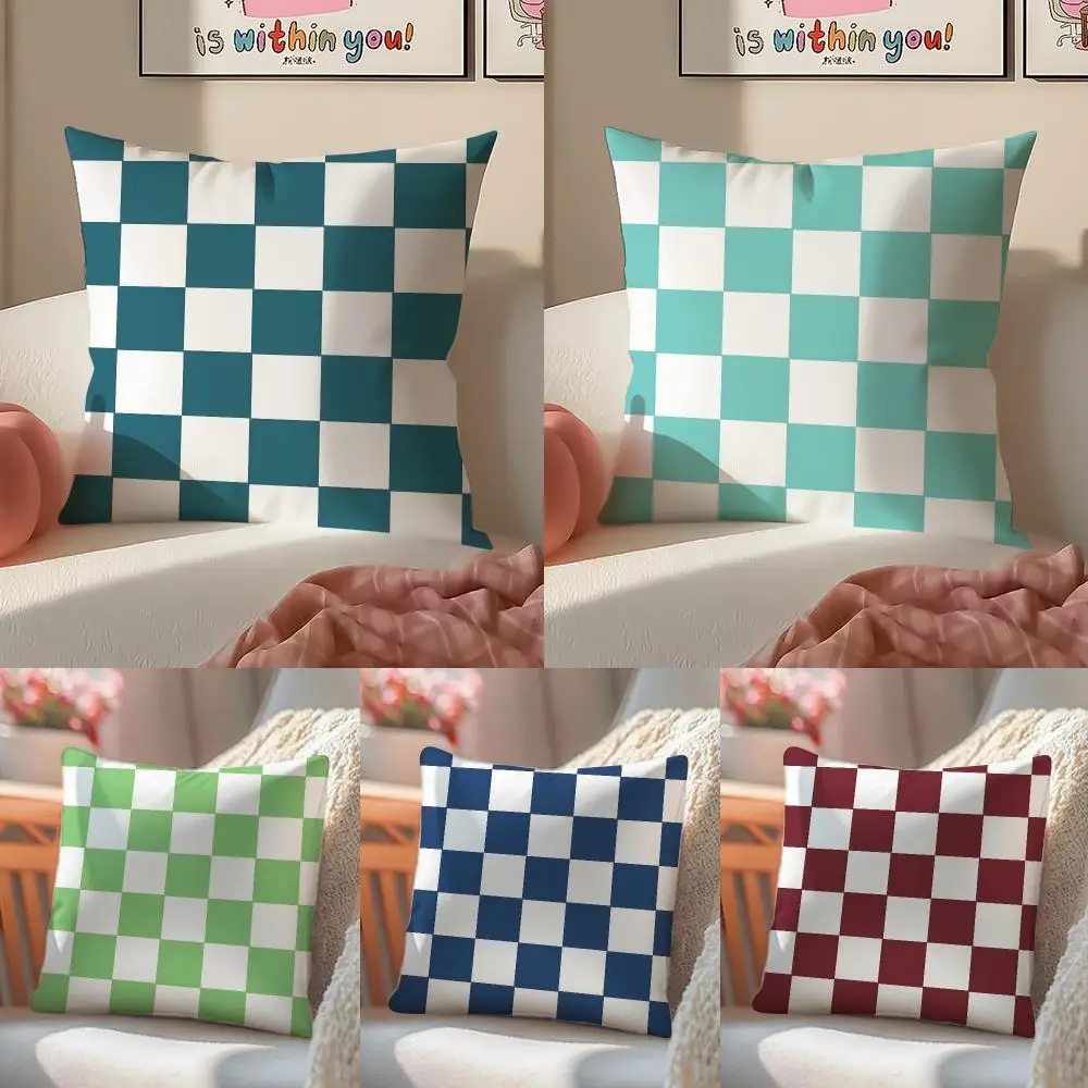 Artistic Chess Board Style Elegant Cushion Cover Pattern Printed Pillowcase for Living Room Sofa Cushion Cover & Bedroom Decor