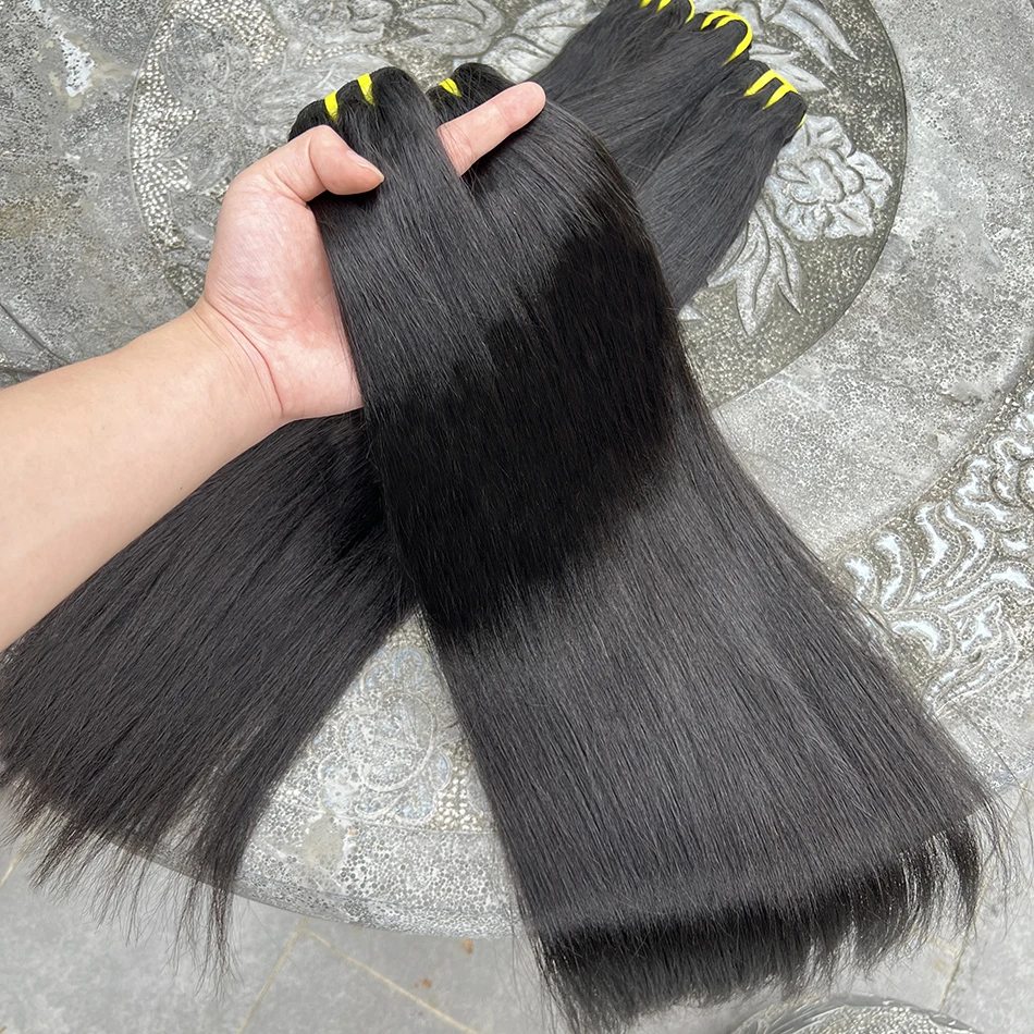 ياكي حزم مستقيمة 100% شعر بشري حقيقي لحمة مزدوجة اللون الأسود الطبيعي الفيتنامية الخام شعر بشري لعذراء النسيج ملحقات