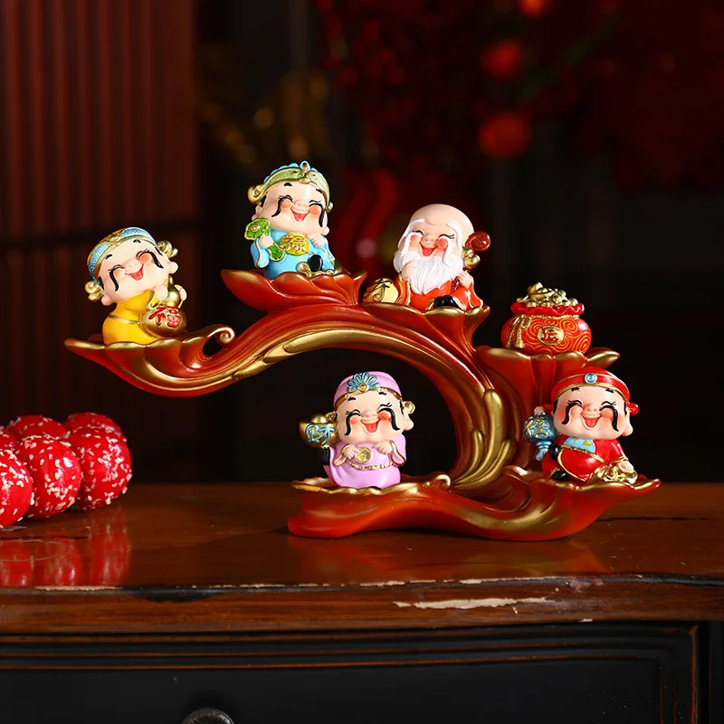 

Lucky Nafu Wufu God of Wealth Living Room Entrance Home Decoration Desktop Ornament