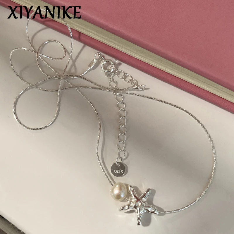 XIYANIKE Korean Starfish Pearl Pendant Necklace For Women Girl Clavicle Choker Fashion Jewelry Friend Gift Party collier femme