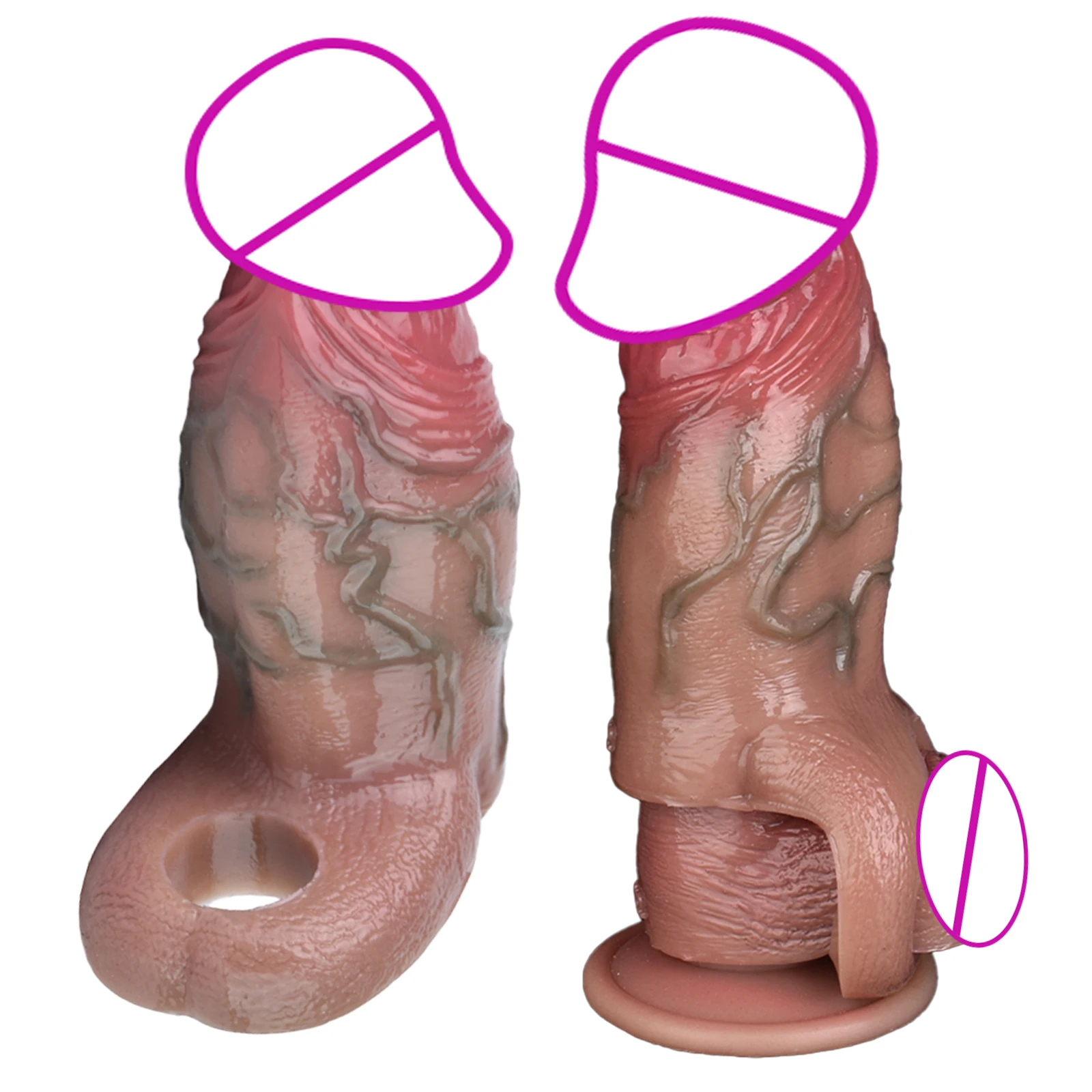 Penis Sleeve Enlargement Realistic Cock Sleeve Extender for Sex Enlargement Wearable Silicone Realistic SXXY-8111