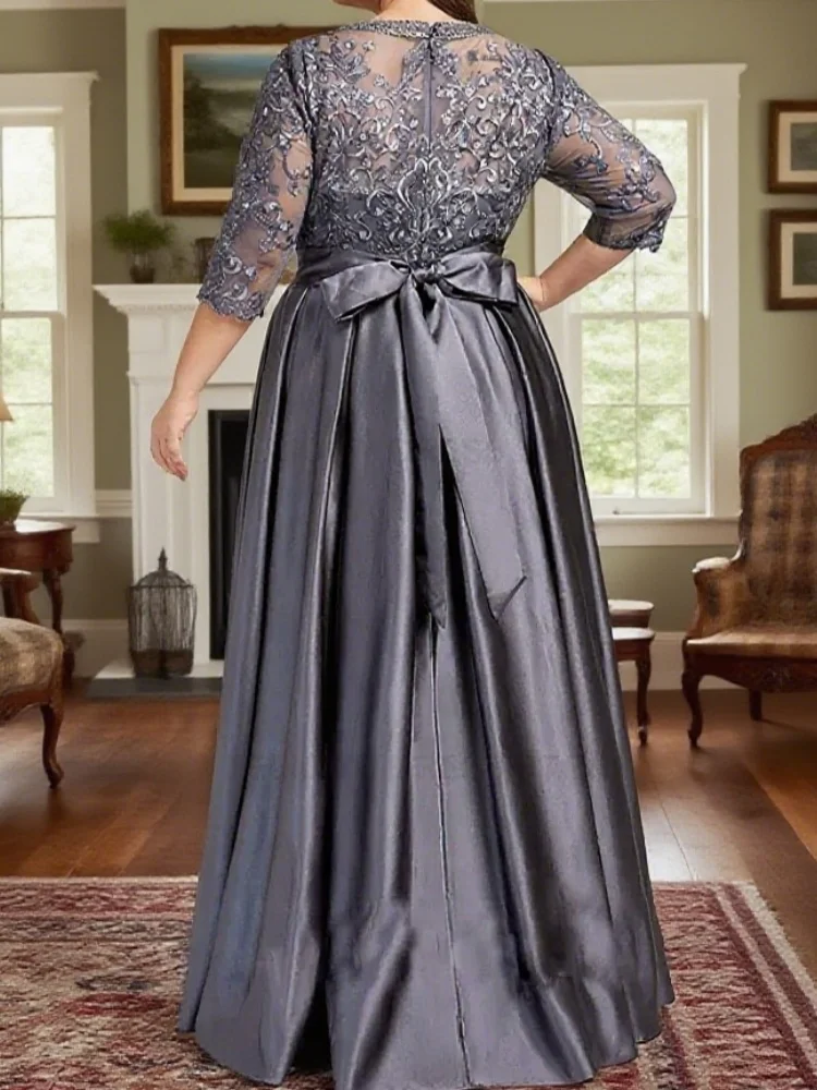 Vestidos de talla grande personalizados con apliques de satén y lazo, vestidos formales para invitados de boda, vestido para madre de la novia personalizado